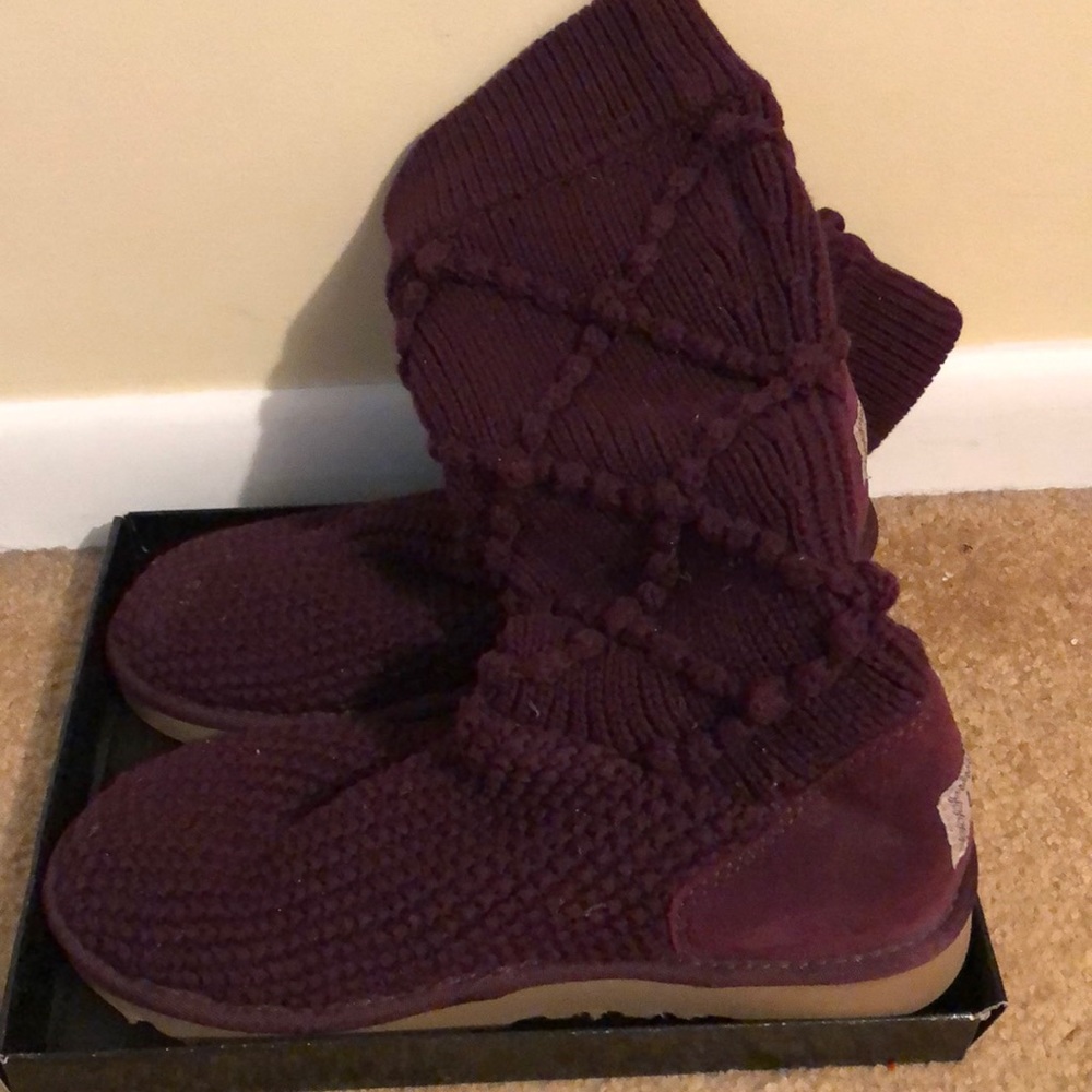 Uggs Crochet Burgundy Boots